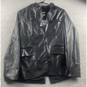 Women's Love Tree Faux Leather Black Jacket NWT Size Small Button